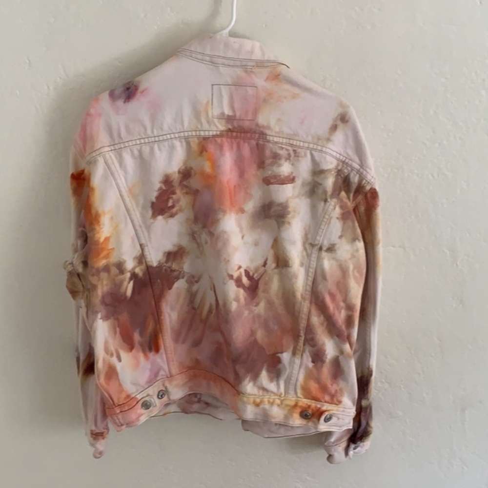 LEVIS Marble Dyed White Denim Jacket Size XL - Picture 2 of 4